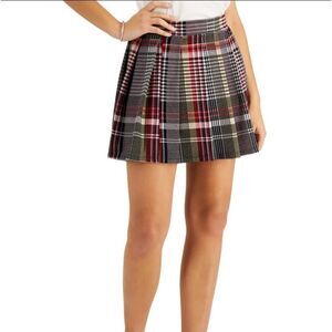 Just Polly Juniors' Plaid Pleated Skater Skirt Pink Plaid Medium